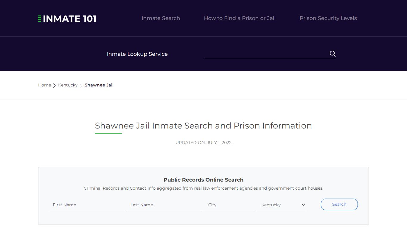 Shawnee Jail Inmate Search and Prison Information